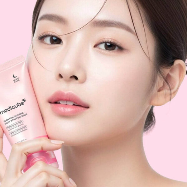 Öömask Taastamiseks  ja Tursete Vähendamiseks Medicube PDRN Pink Caffeine Night Wrapping Mask 75ml - Image 2