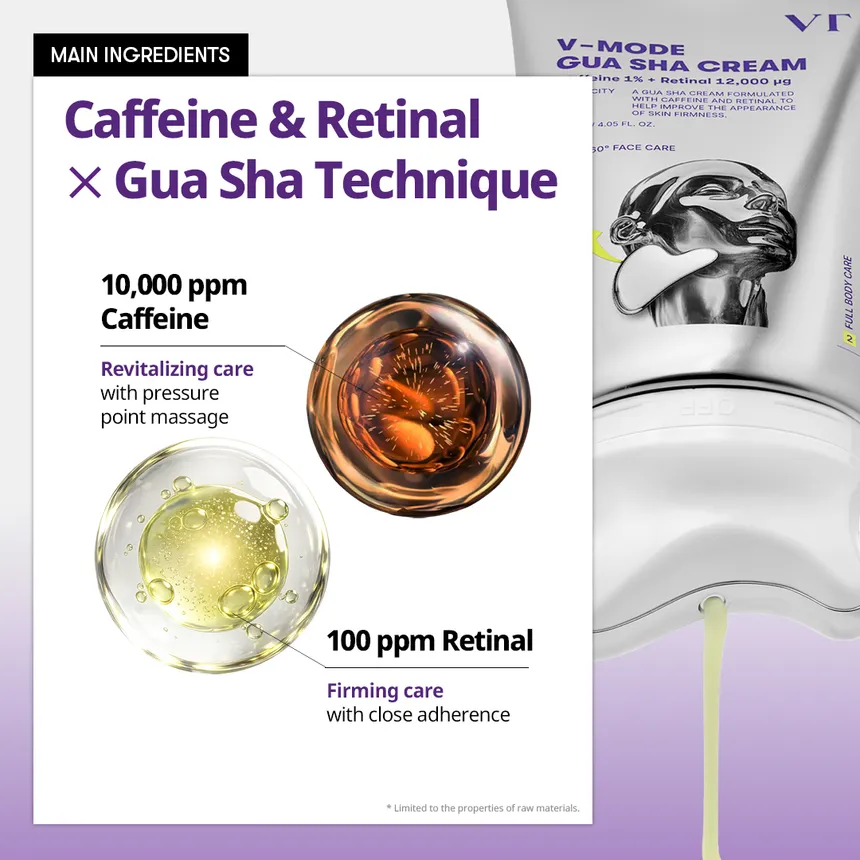 Face Contour Massage Cream with Retinal and Caffeine VT Cosmetics V-Mode Gua Sha Cream 120ml | Healthyskin.ee